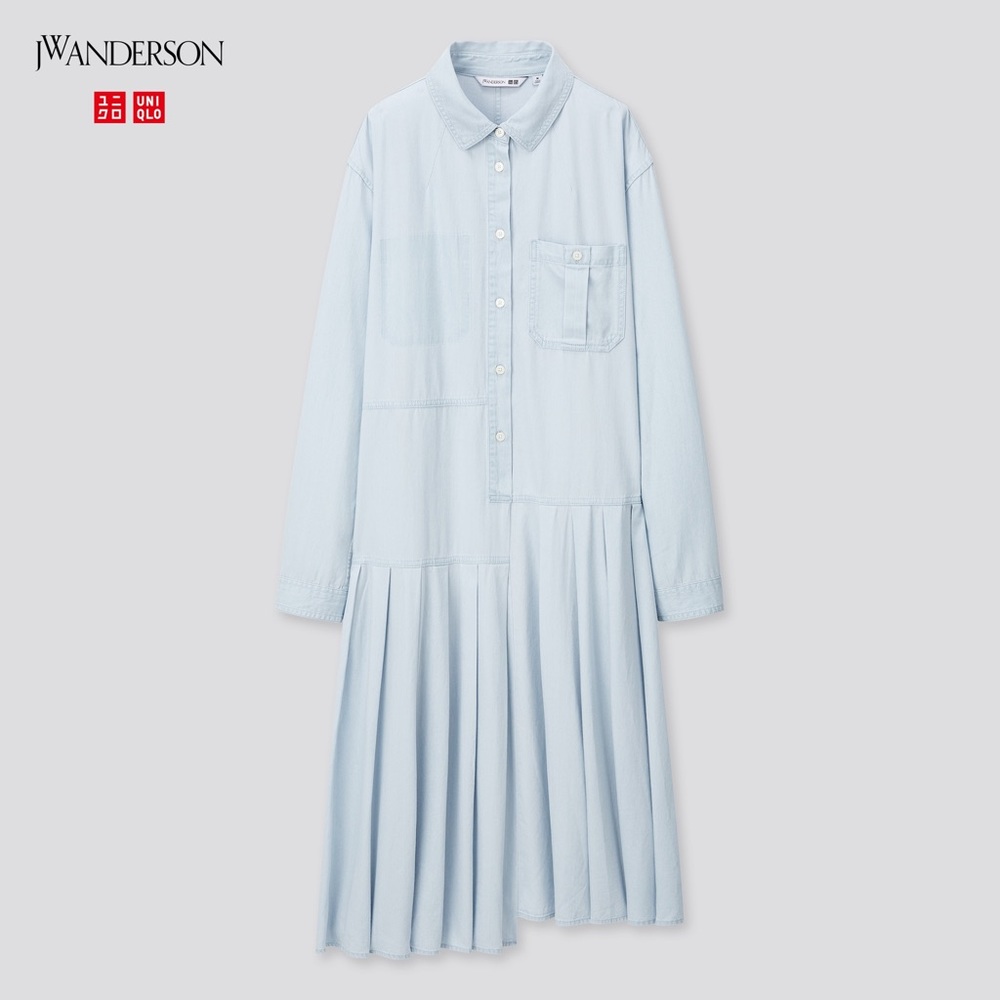 JW Anderson pleated long sleeve shirt dress